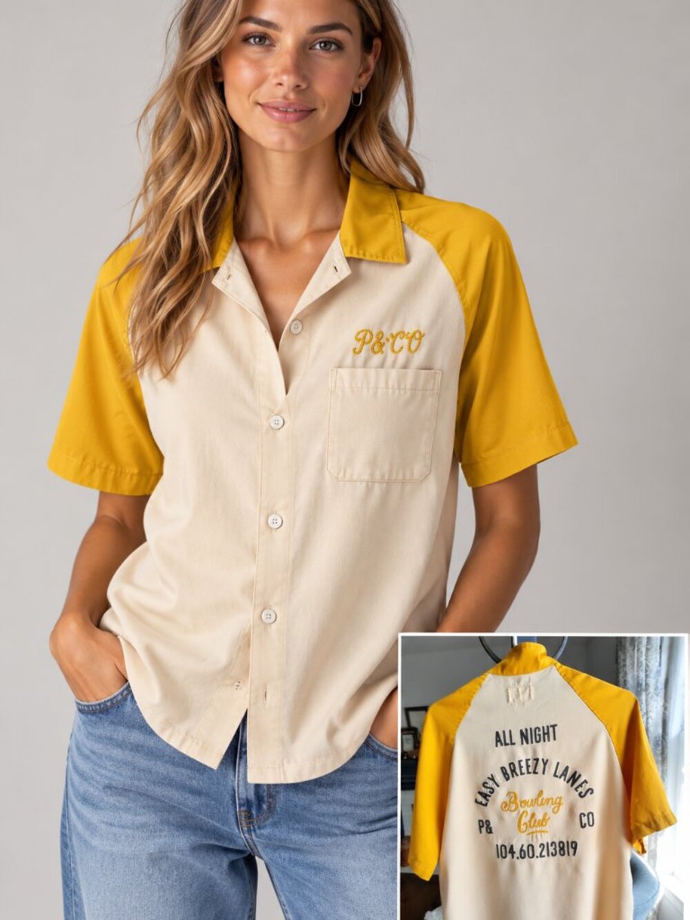 PTP 19.5" P&Co Bowling Club Raglan Button-Up Shirt